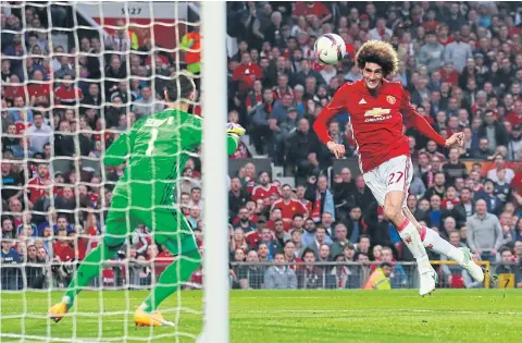  ??  ?? Manchester United’s Marouane Fellaini scores against Celta Vigo in the 17th minute.