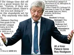  ??  ?? At a loss: Palace boss Roy Hodgson