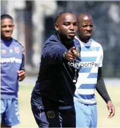  ??  ?? POINTING IN THE RIGHT DIRECTION: Benni McCarthy says his City players don’t look nervous at all ahead of the MTN8 final.