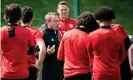  ?? Manchester United/Getty Images ?? Ralf Rangnick talks to his players at Carrington ahead of Manchester United’s game against Chelsea. Photograph: Ash Donelon/