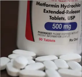  ?? TRIBUNE NEWS SERVICE ?? Metformin extended release 500mg tablets.