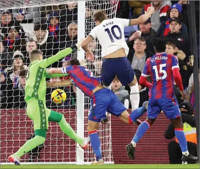  ?? ?? Tottenham striker Harry Kane opens the scoring with the first of his brace at Selhurst Park last night