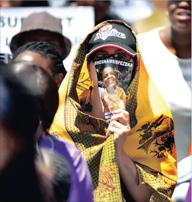  ?? PICTURES: NOKUTHULA MBATHA ?? WALK FOR JUSTICE: Yesterday marked 11 years since Fezekile Kuzwayo was allegedly raped by President Jacob Zuma, who was acquitted. The group marched from the high court in Joburg to Constituti­on Hill.