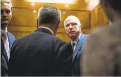  ?? MELINA MARA/THE WASHINGTON POST ?? Sen. John McCain, R-Ariz., during a session Thursday to consider the Republican health care bill on Capitol Hill.