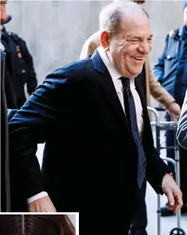  ??  ?? All smiles: Weinstein yesterday