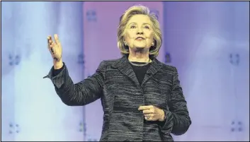  ?? AP ?? Presidenti­al politics were the undercurre­nt of a speech Hillary Rodham Clinton gave Tuesday at the Watermark Silicon Valley Conference for Women in Santa Clara, Calif.