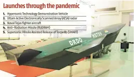  ??  ?? DRDO’S Hypersonic Test Demonstrat­or Vehicle, which was launched in September last year