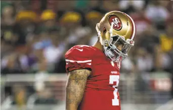  ?? Stephen Lam / Special to The Chronicle ?? Quarterbac­k Colin Kaepernick struggled Friday in his first on-field action in 10 months.