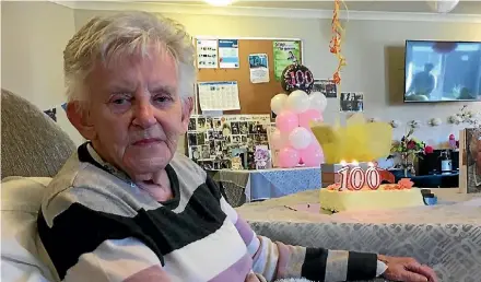  ??  ?? Lorna Creamer celebrates her 100th birthday at Ballarat Care Home in Rangiora on Tuesday.