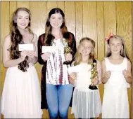  ?? COURTESY PHOTO ?? Winners of the Apple Festival Talent Show were (older division) Hailey Campbell, first runner-up; Tabatha Taylor, first place; (younger division) Klaire Kohlman, first place; Tesa Pack, first runner-up.