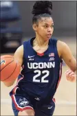  ?? Laurence Kesterson / Associated Press ?? UConn guard Evina Westbrook in action against Villanova on Tuesday.