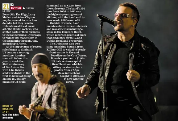  ??  ?? ROCK ’N’ ROLLING IN IT: U2’s The Edge and Bono