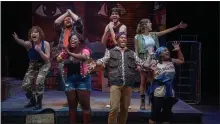  ?? BOB CHRISTY ?? Olivia Billings, rear left, William A. Porter, Dylan Berkshire, Kirstin Henry, Moriah Cary, front left, Miguel Osborne and Maia Watts perform in Porthouse Theatre’s “Bklyn: The Musical.”