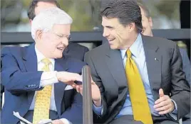  ?? Herb Nygren Associated Press ?? RISE AND FALL Bo Pilgrim, left, shakes hands in 2005 with Texas Gov. Rick Perry. Pilgrim’s Pride was the world’s largest poultry producer in 2007, but by 2009 it was bankrupt.