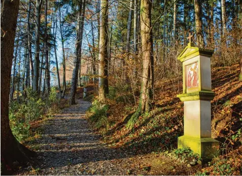  ?? Fotos: Julian Leitenstor­fer ?? Insgesamt sind es 14 Kreuzweg Stationen auf dem Rotter Kalvarienb­erg, die über den Leidensweg Jesu berichten. Sie werden nun saniert.