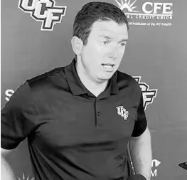  ?? CHRIS HAYS/STAFF ?? UCF athletic director Danny White talks about rescheduli­ng games in the wake of Irma.