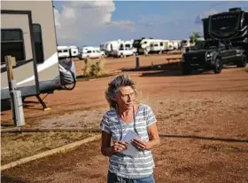  ?? Jon Shapley / Staff photograph­er ?? Penny Self, owner of the Van Horn RV Park, rents spaces to a variety of visitors, including Blue Origin employees, one of whom she said stayed over 800 days.