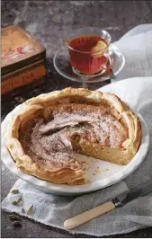  ??  ?? Honey, rooibos and cardamom milk tart