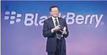  ?? BEBETO MATTHEWS/AP ?? John Chen’s software strategy has helped send BlackBerry’s stock soaring more than 128 per cent since his start date.