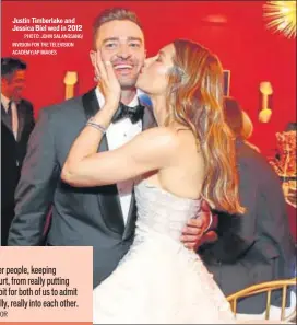  ?? PHOTO: JOHN SALANGSANG/ INVISION FOR THE TELEVISION ACADEMY/AP IMAGES ?? Justin Timberlake and Jessica Biel wed in 2012