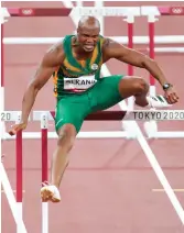  ?? /Gallo Images ?? Antonio Alkana in the Olympic heats of the mens 110m hurdles.