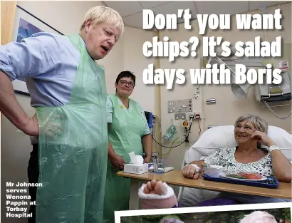  ??  ?? Mr Johnson serves Wenona Pappin at Torbay Hospital