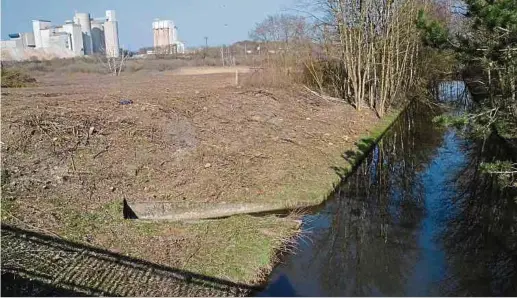  ?? Fotos: Frank Weyrich ?? Durch das entbuschte Gebiet „Am Pudel“verläuft in Zukunft die Alzette. Der jetzige Lauf (r.) wird zu einem Totarm.