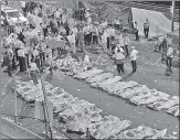  ?? AFP ?? Security officials and rescuers gather bodies of the victims who died in a stampede in Meron.