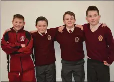  ??  ?? Seán Kennedy, Shane Guerin, Thomas Moriarty and James Moran from Moyderwell Primary enjoying themselves on Friday.