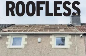  ??  ?? BARE Harry’s roof is left without tiles after the rogue trader took them in a sick scam