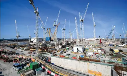  ??  ?? Constructi­on work at the site of the Hinkley Point C nuclear project near Bridgwater, Somerset. Start-up could be delayed until 2027, EDF has warned. Photograph: Ben Birchall/PA