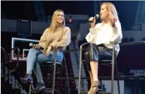  ?? (Photo by Charlie Benton, SDN) ?? Duck Dynasty stars Sadie Robertson, left, and Korie Robertson speak at Mississipp­i State University Monday night. The two spoke as part of the 2018 Delta Gamma Dorothy Garrett Martin Lectureshi­p in Values and Ethics.