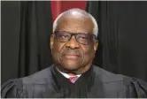  ?? Tribune News Service/getty Images ?? Supreme Court Associate Justice Clarence Thomas poses for an official portrait at the East Conference Room of the Supreme Court building on Oct. 7, 2022, in Washington, D.C.