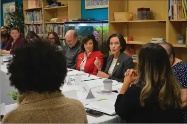  ?? MEDIANEWS GROUP FILE PHOTO ?? Montgomery County Commission­ers Chair Val Arkoosh speaks during a recent roundtable on the crisis in child care.