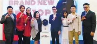  ??  ?? Celebratin­g three years of making a difference ... (from left) Toh, Farid, Diana, Goh, Hoe, Cham, Chan, and Tan at the launch of the Cuckoo Iris Top Mild-Alkaline water purifier.