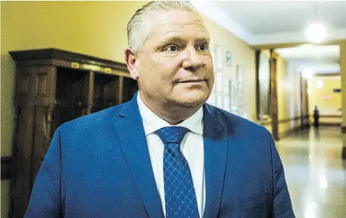  ?? ERNEST DOROSZUK / POSTMEDIA NEWS ?? Doug Ford’s no-nonsense attitude might make him teachable on key policy issues, writes columnist John Robson.