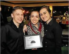  ?? SUBMITTED PHOTO ?? Pictured from left: Andrew Small, Katrina D’Accampo and Erin Jester of Mercato Ristorante and Bar celebrate the restaurant’s win of the sixth annual Chef’s Best Competitio­n benefiting ACT in Faith of Greater West Chester, a coalition of diverse faith...