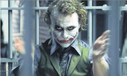  ?? WARNER BROS. ?? Heath Ledger won a posthumous Oscar for his portrayal of the Joker in The Dark Knight.