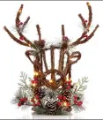  ?? MACY'S VIA AP ?? This photo provided by Macy's shows fairy lights and snow-encrusted seasonal elements dressing up a deer's head vine and berry table decoration from the Martha Stewart Collection at Macy's.