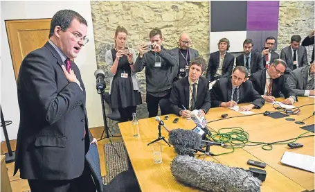  ?? Picture: Getty. ?? Mark Mcdonald MSP gave a statement in a conference room on his return to work yesterday.