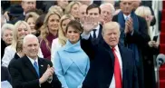  ??  ?? The post included an animated image of Melania’s beaming smile for Trump, which quickly reduced to a scowl as he turned away during the inaugurati­on.