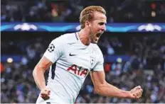  ?? Reuters ?? Tottenham’s Harry Kane celebrates scoring their second goal against Borussia Dortmund at Wembley Stadium.