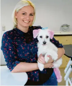  ?? Fotos: Daniela Polzer ?? Mit frisch gestutztem Fell und einem Schuss Pink im Haar geht es nach dem Besuch bei Hundefrise­urin Ivana Vilusic nach Hause.