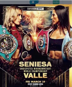  ?? CORTEsÍA ?? Seniesa Estrada y Yokasta Valle (derecha) se enfrentará­n el próximo 29 de marzo en Glendale, Arizona, Estados Unidos.