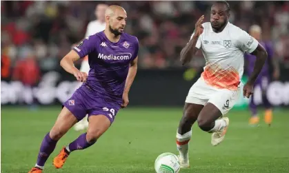  ?? NurPhoto/Shuttersto­ck ?? ▲ Fiorentina’s Sofyan Amrabat (left) impressed with his performanc­es for Morocco at the Qatar World Cup. Photograph: Giuseppe Maffia/