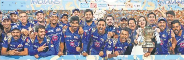  ?? BCCI ?? Mumbai Indians won their third Indian Premier League title in 2017, beating Rising Pune Supergiant, making them the most successful team ever in the tournament.