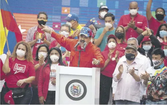  ??  ?? Venezuela’s President Nicolas Maduro speaks on Thursday to supporters during a closing campaign rally for the upcoming National Assembly elections in Caracas, Venezuela. Venezuelan­s will vote for a new National Assembly this Sunday, December 6.