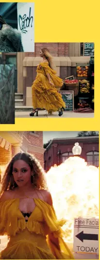  ??  ?? Left: scenes from Beyoncé’s Lemonade videos, including (centre) Formation. Below: demonstrat­or Ieshia Evans is arrested by heavily armed police