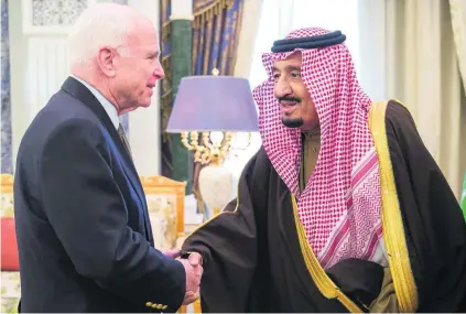  ?? AFP ?? Saudi King Salman with US senator John McCain, who arrived in Riyadh after having talks on Syria with Turkey’s president.