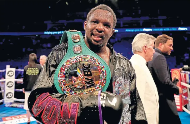  ??  ?? VICTORIOUS: Dillian Whyte failed a doping test prior to beating Oscar RIvas last week but promoter Eddie Hearn has said both boxers were cleared to fight